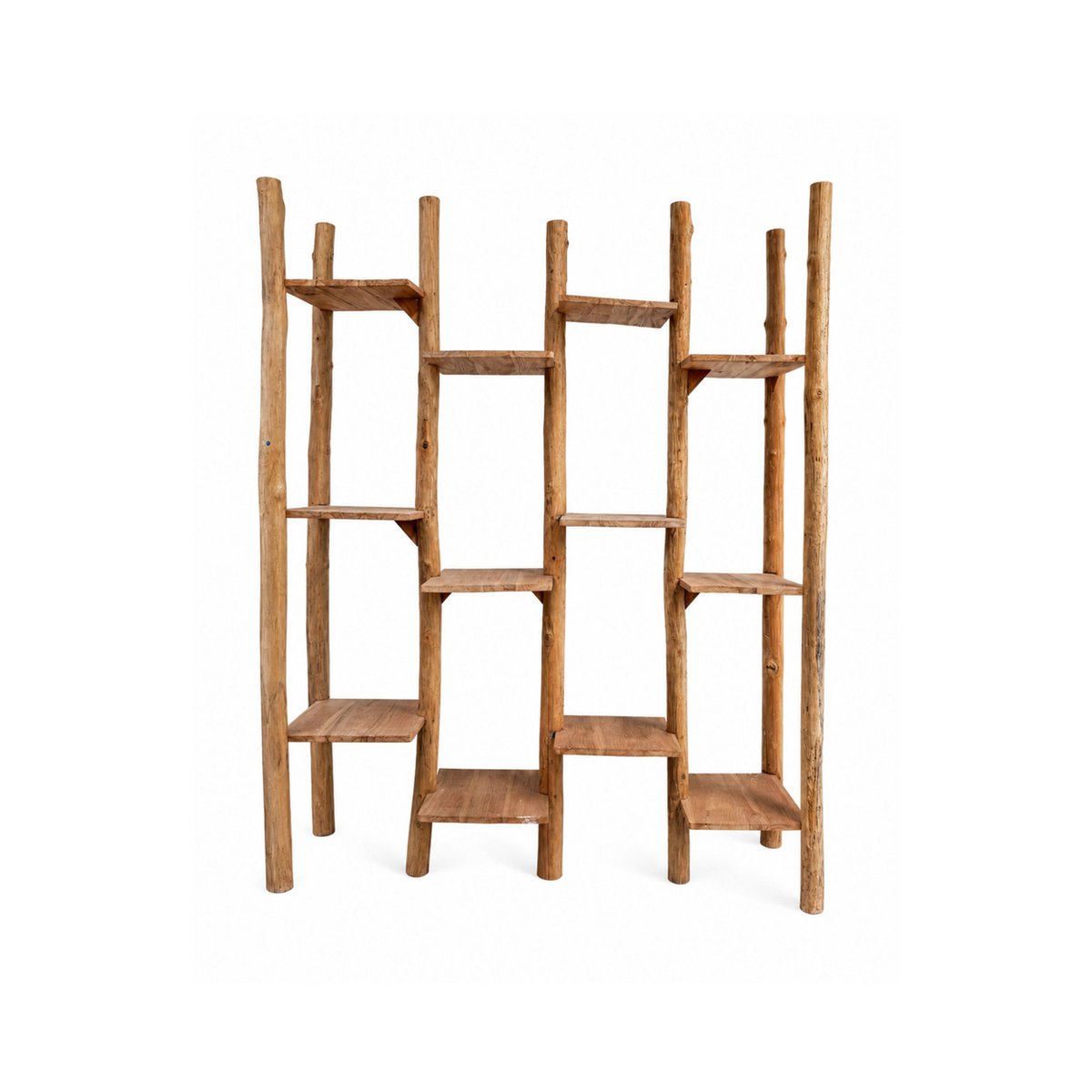 Teak shelving unit, staggered, 220 cm - large