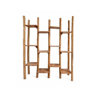 Teak reolsystem, forskudt, 220 cm - stort
