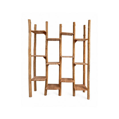 Teak shelving unit, staggered, 220 cm - large
