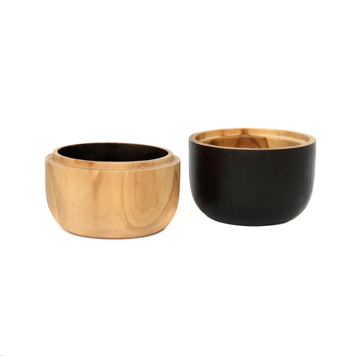 Wood double bowl 12×14 cm - round, tall form