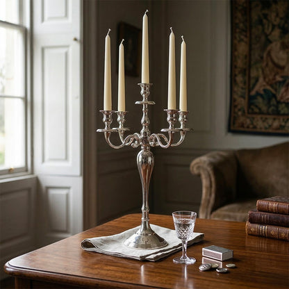 Metal candelabra, 6-light, 60 cm - silver