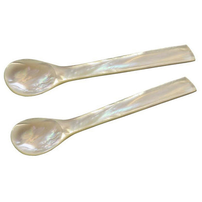 Perlmutt Kaviar Löffel, 2er Set, 11 cm – gerade Ecken