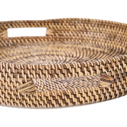 Serveringsbakke i rattan, 41 cm – håndvævet, naturlig