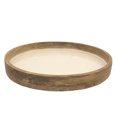 Mangoholz Tablett quadratisch 40 cm – Weiß und Naturmaserung