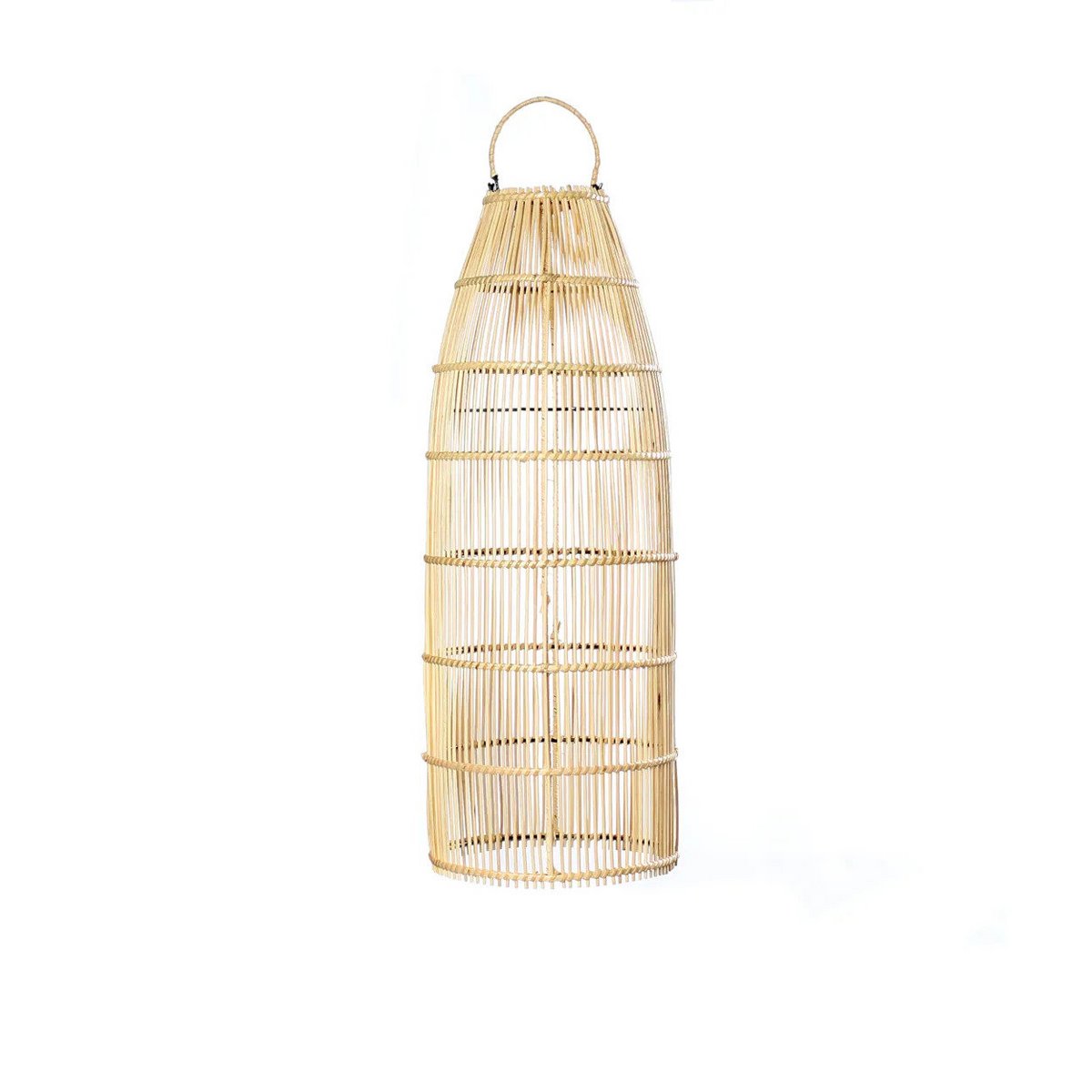 Rattan Pendelleuchte, Ø 62 cm – Flechtwerk Fischreuse, natur