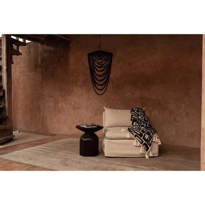 Cotton bed throw, 240×128 cm - Aztec natural black