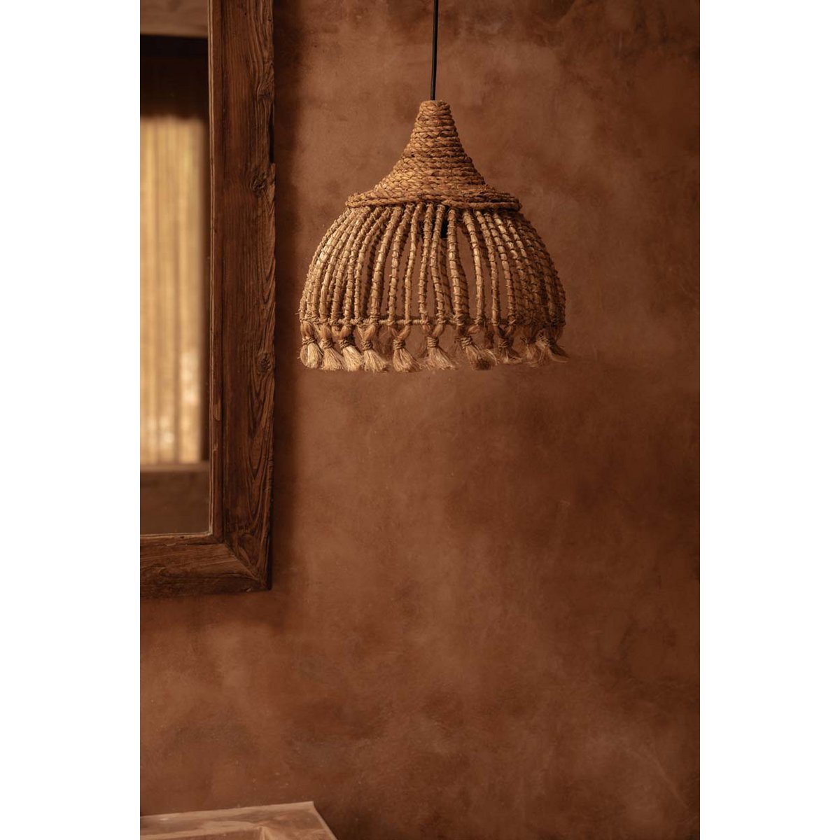 Naturfarbener Grashalm-Pendelschirm 31 cm – Abaca S