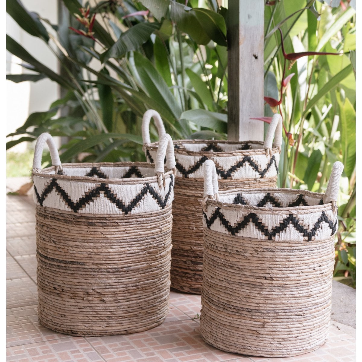 Jute & cotton basket DALU M – ø35 × 40 cm