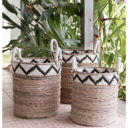 Jute & cotton basket DALU M – ø35 × 40 cm