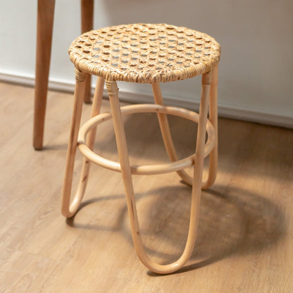 Rattan-Hocker KOLAKA Natur Ø35 cm - dreibeiniger geflochtener Sitz