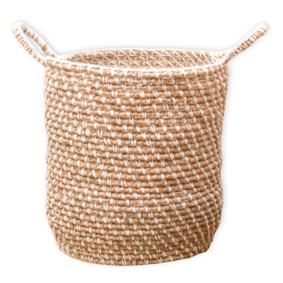Jute & cotton round laundry basket M – 30 × 34 cm