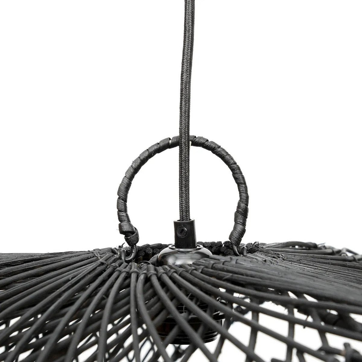 Sort rattan hat pendelskærm 75 cm - Chapeau