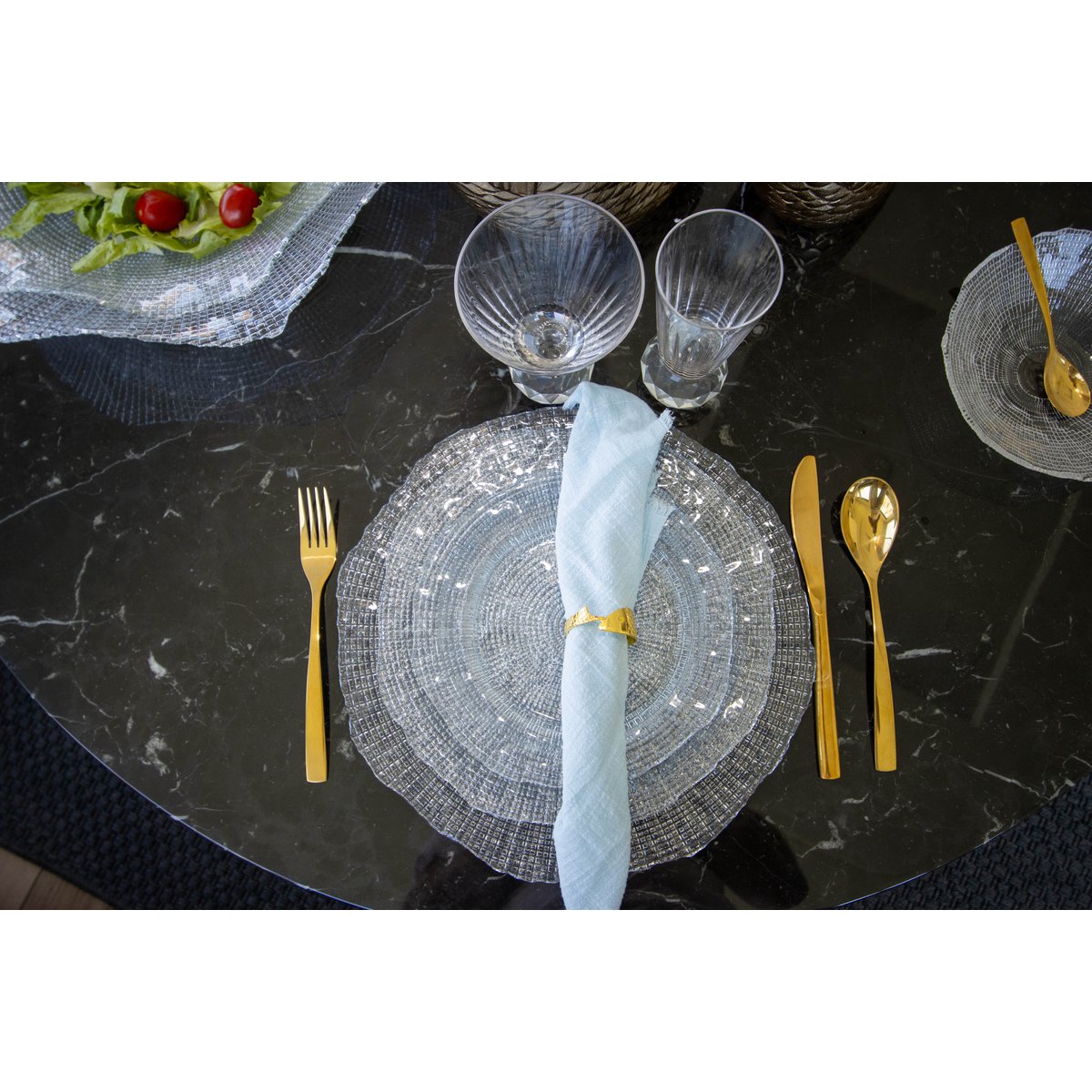 Champagnergläser mit Diamantfuß, 4er-Set