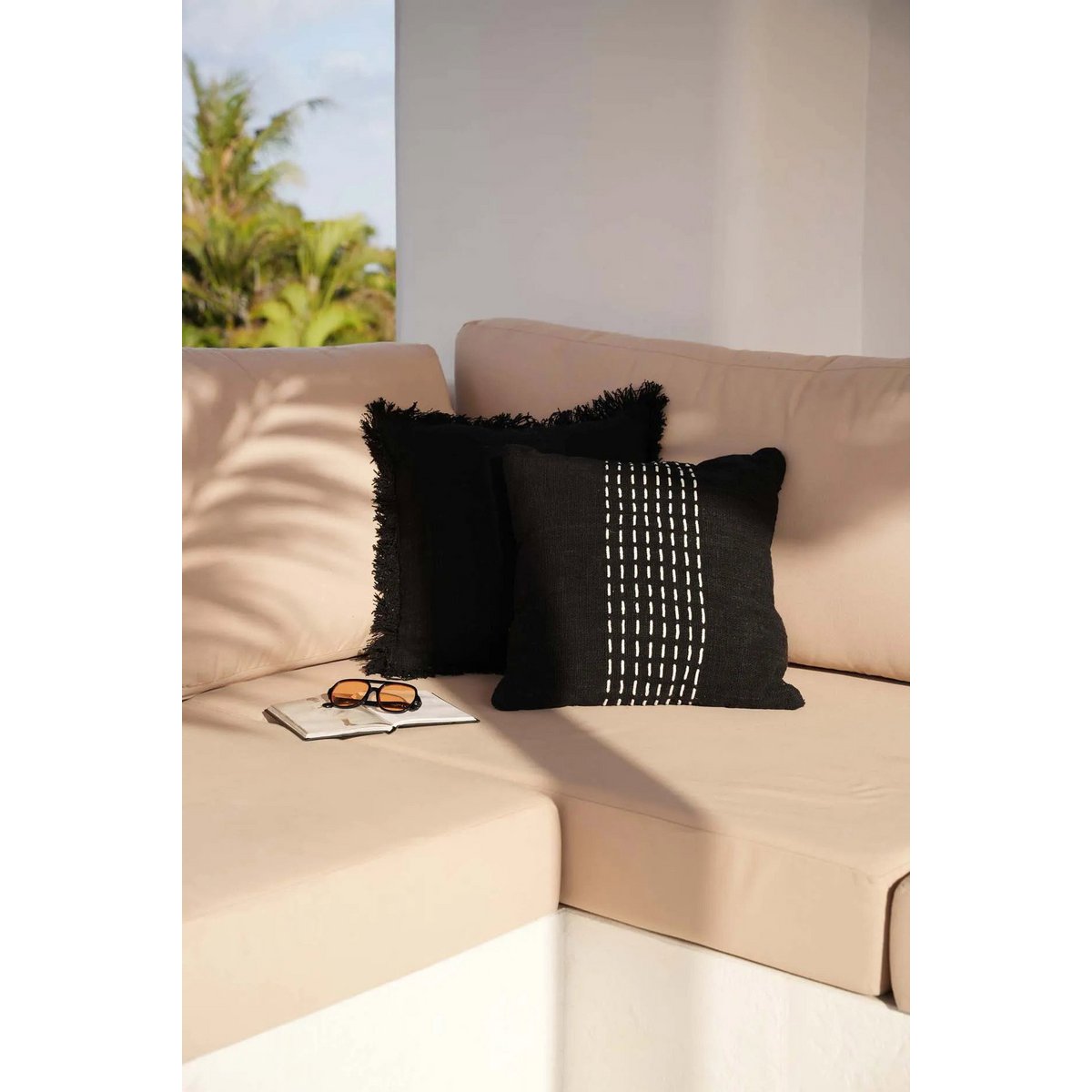 Cotton cushion cover 50×50 cm – black, made in Indonesia