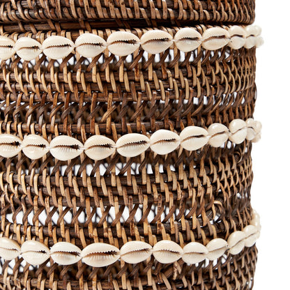 Shell storage bin, rattan - natural brown, handwoven