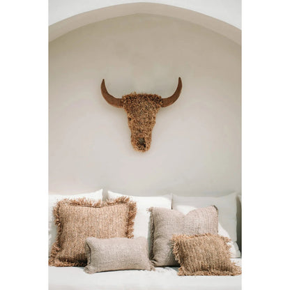 Håndfarvet bomuldspudebetræk 60×60 cm – ensfarvet beige