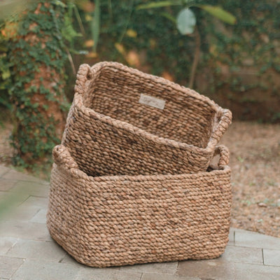 Woven jute storage basket TANIMBAR, L – 43 × 31 × 25 cm