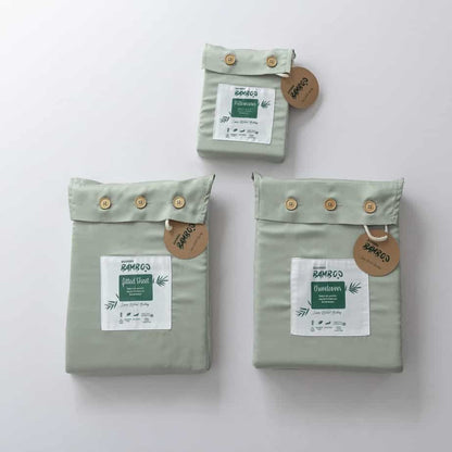 Bamboo bedding set, sage green, single - 400TC