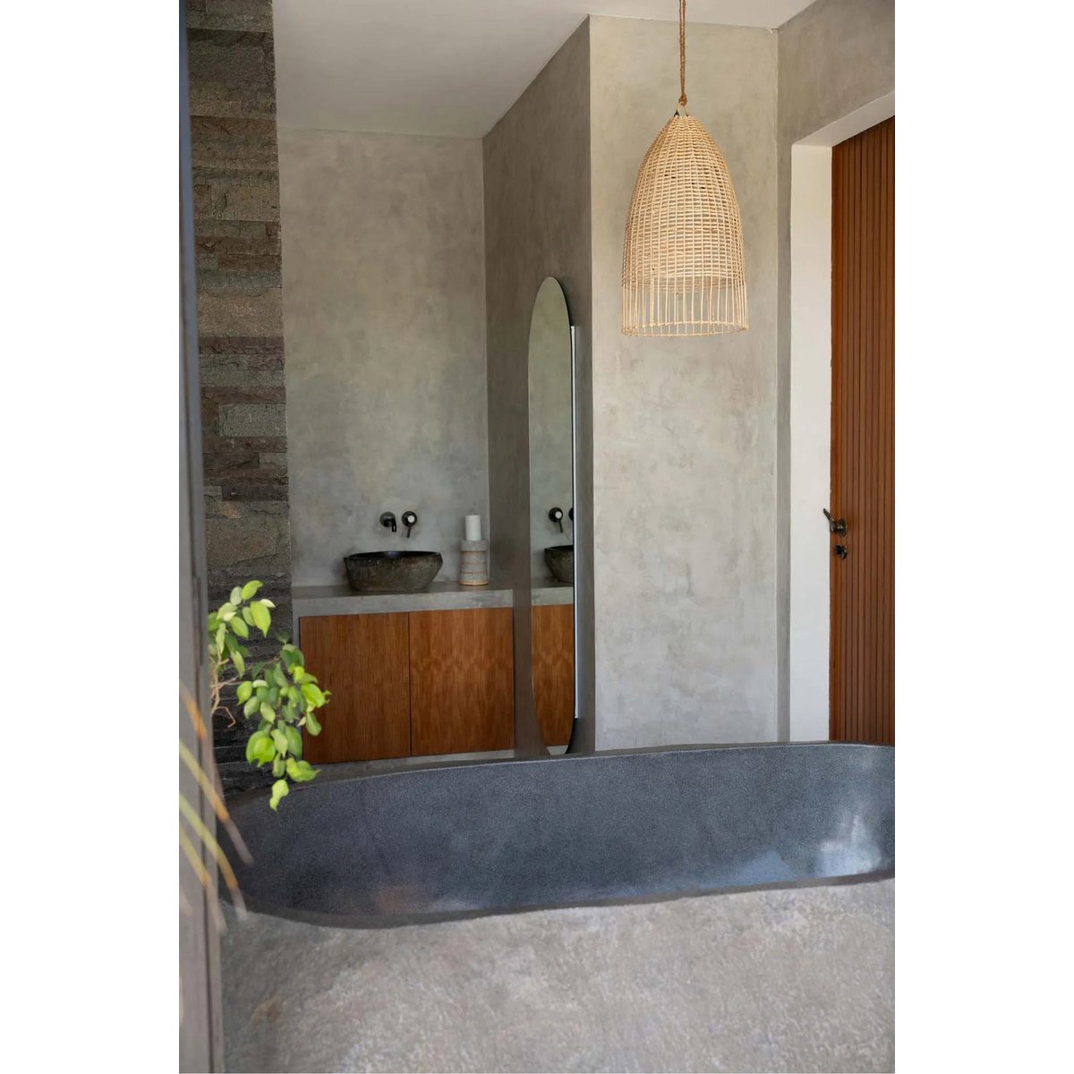 Rattan-Pendelleuchte, Kuppelschirm – M, 60 cm