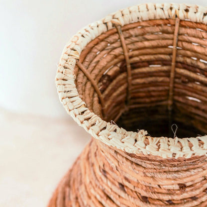 Vase Raffia & Metall TUMBAK - beige und braun