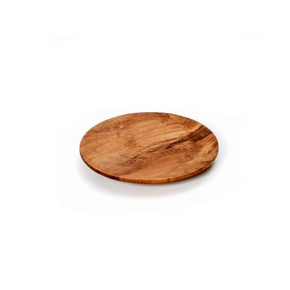 Rundt fad af teakrod, 14 cm – lille brunt træfad