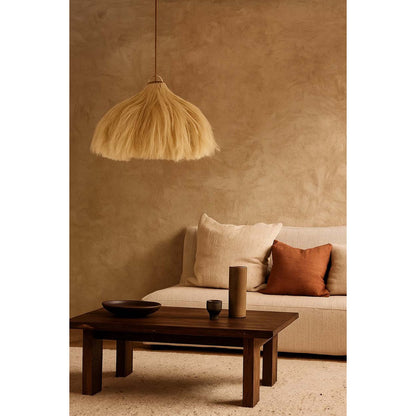 Hängeleuchte aus Hanf 60 cm – ausgefranster Sternenrahmen, beige