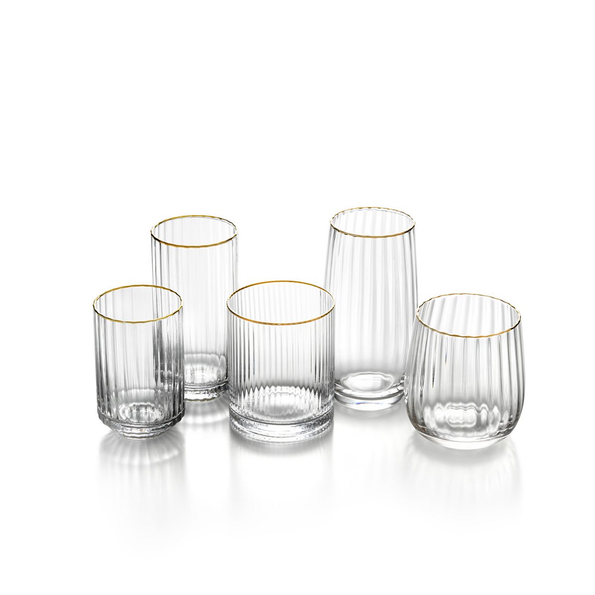 Genbrugsglas uden fod - Guld kant - 10,8 cm