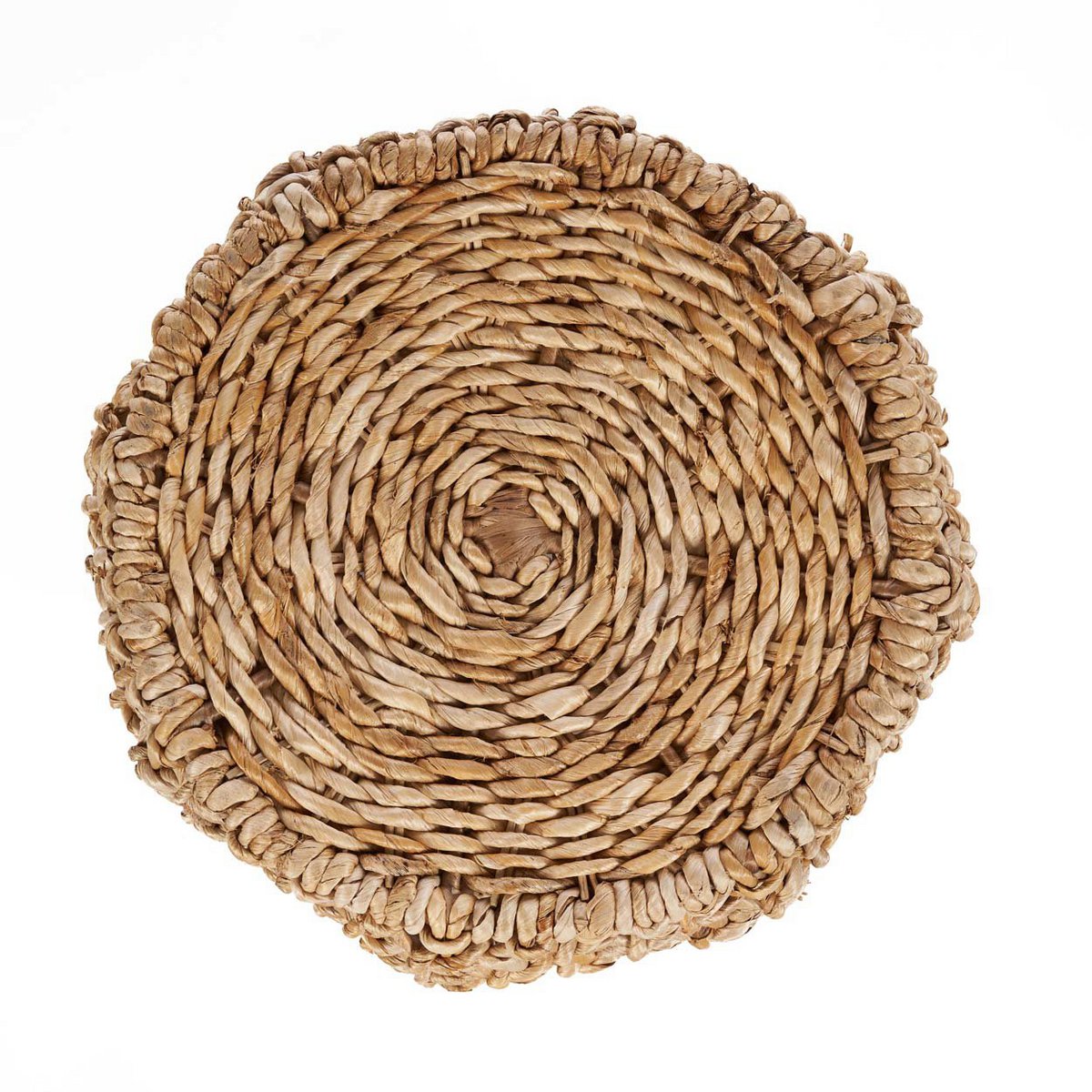Taburet af palmefibre og træ, 49 × 45 cm - Natur