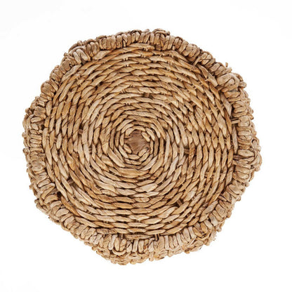 Taburet af palmefibre og træ, 49 × 45 cm - Natur