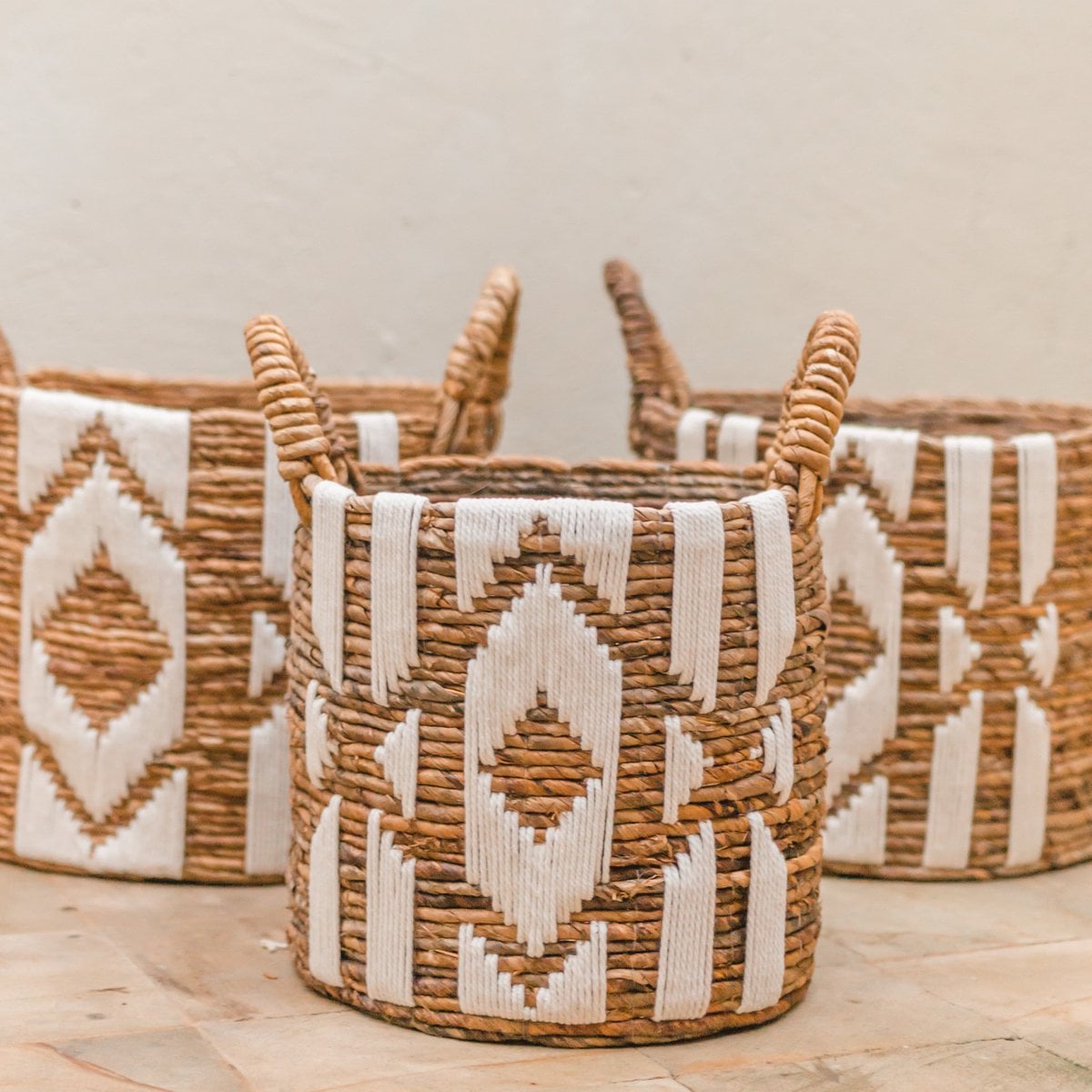 Cotton macramé basket NASARI 40 cm diameter – round storage
