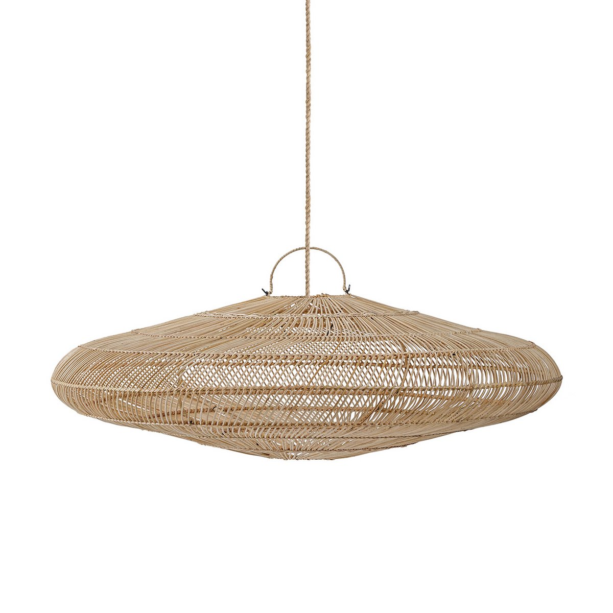 Rattanscheiben-Pendelschirm 150 cm – flaches Geflecht, Indonesien