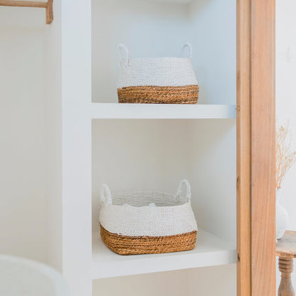 Square woven storage basket Majalengka M – 33 × 33 × 26 cm