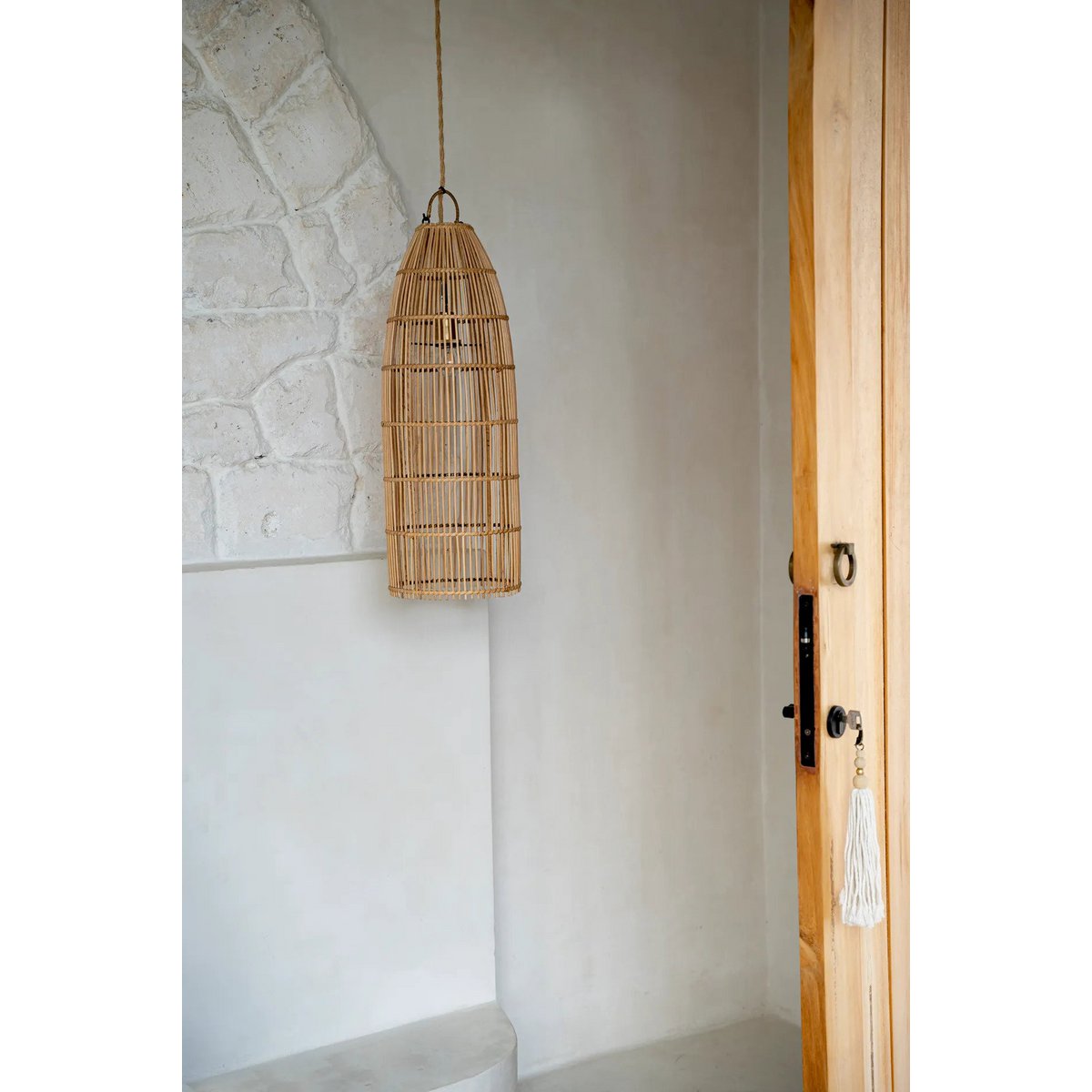 Rattan Pendelleuchte, Ø 62 cm – Flechtwerk Fischreuse, natur