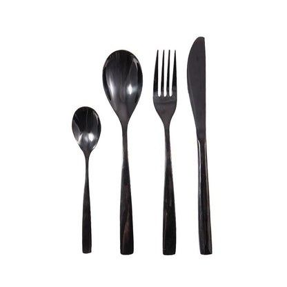 Besteckset aus Edelstahl, 24-teilig – glänzend schwarz