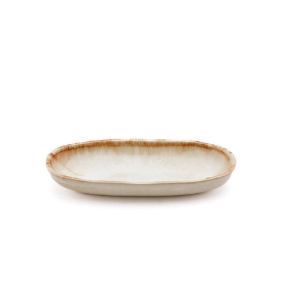 Weiße Steingutplatte oval S 16 × 7 cm – hergestellt in Portugal