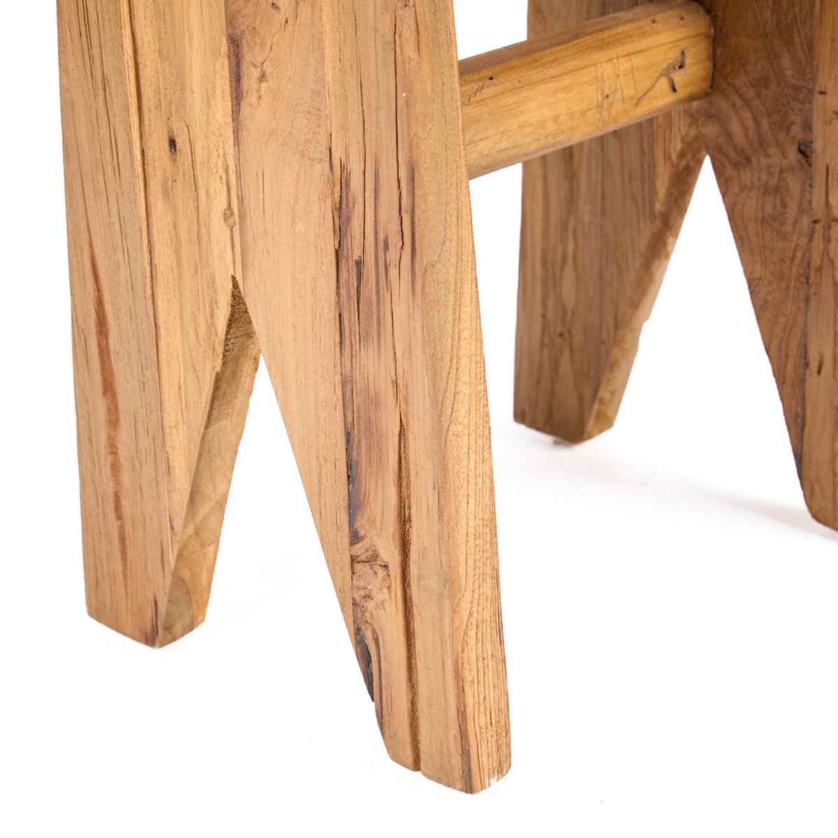 Teakhocker mit stabilen Beinen - 40 cm