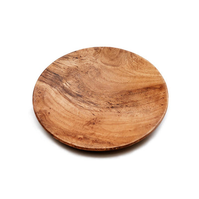 Rundt teaktræsfad, 25 cm - naturligt