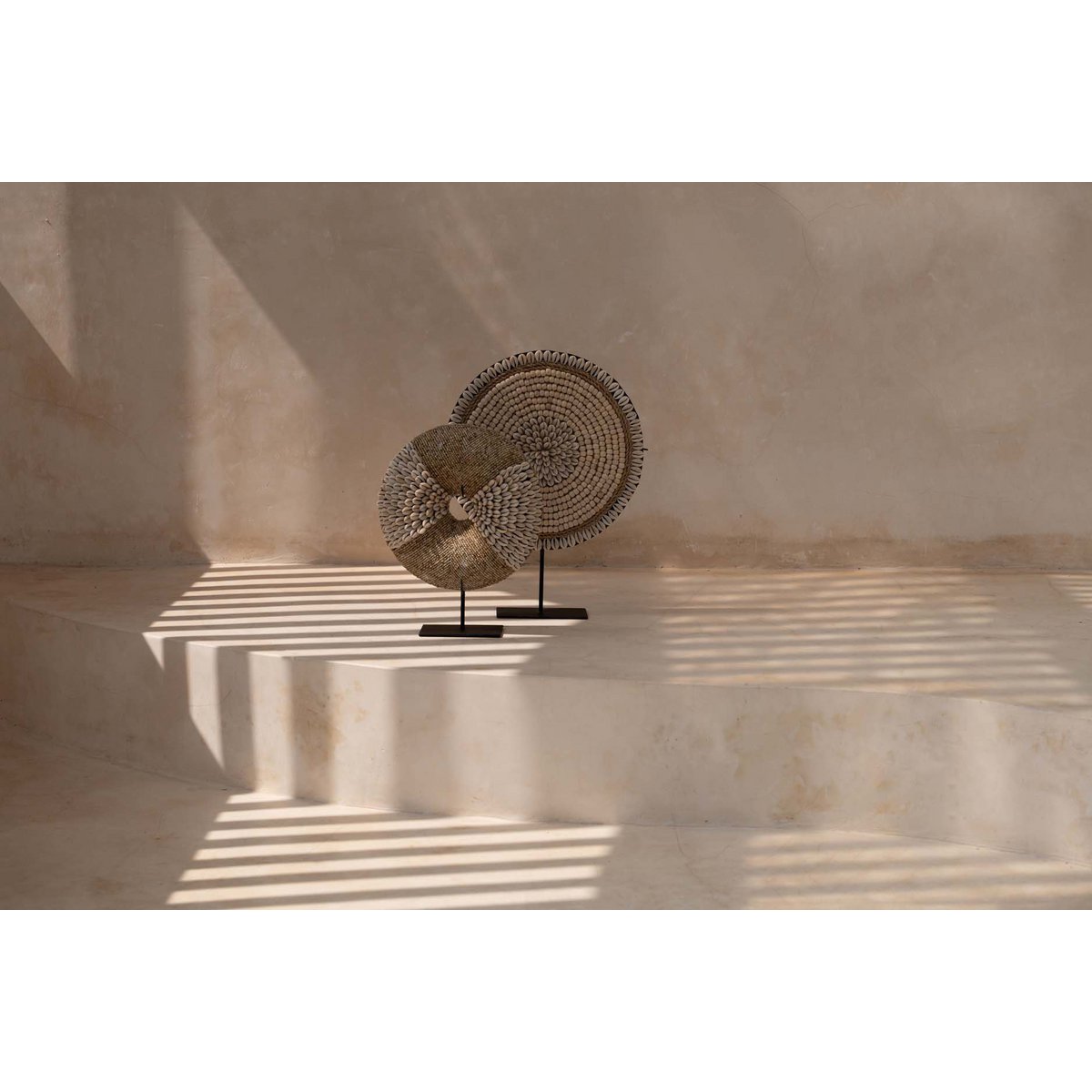 Shell decorative sculpture on stand - natural white