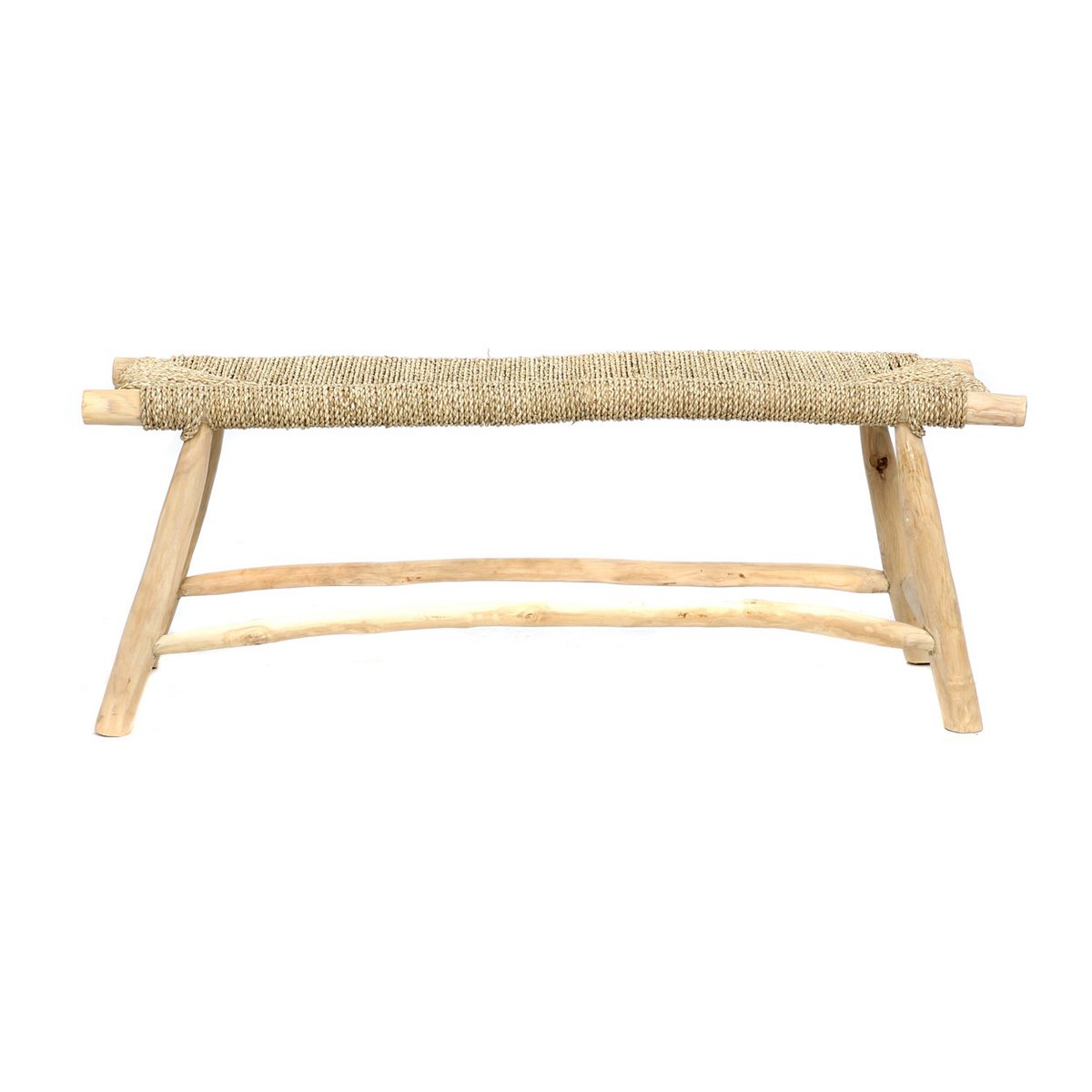 Seagrass and wood bench, 110 cm - handmade