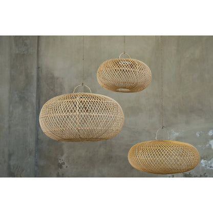 Rattan-Pendelleuchte 60 cm – handgeflochten, beige