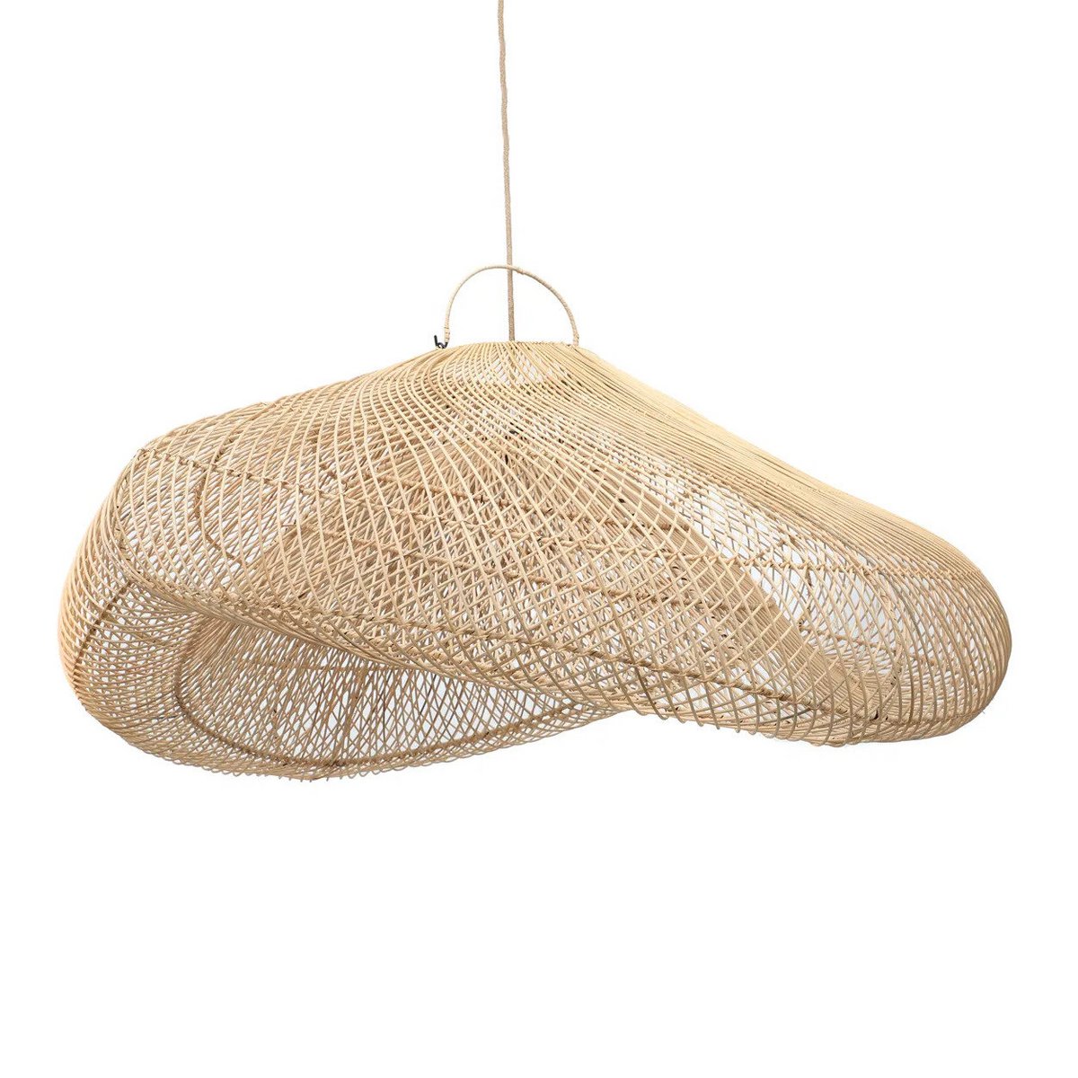 Oversized rattan cloud pendant 127 × 62 cm – handwoven
