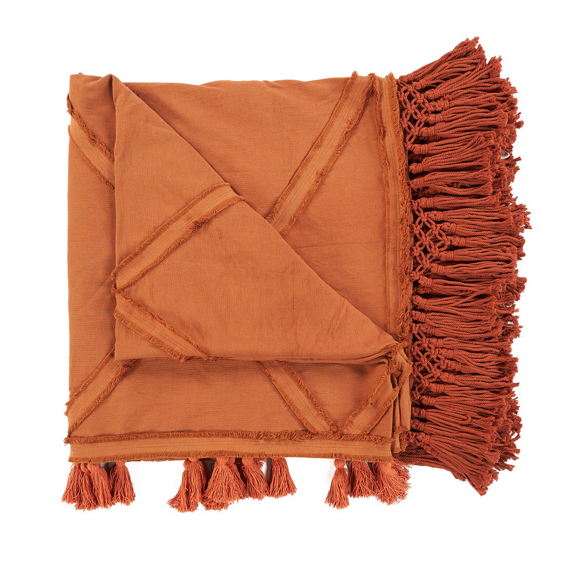 Cotton bed throw 300×240 cm – terracotta, Berber pattern