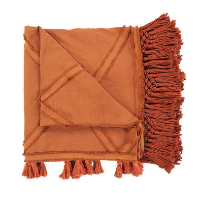 Cotton bed throw 300×240 cm – terracotta, Berber pattern