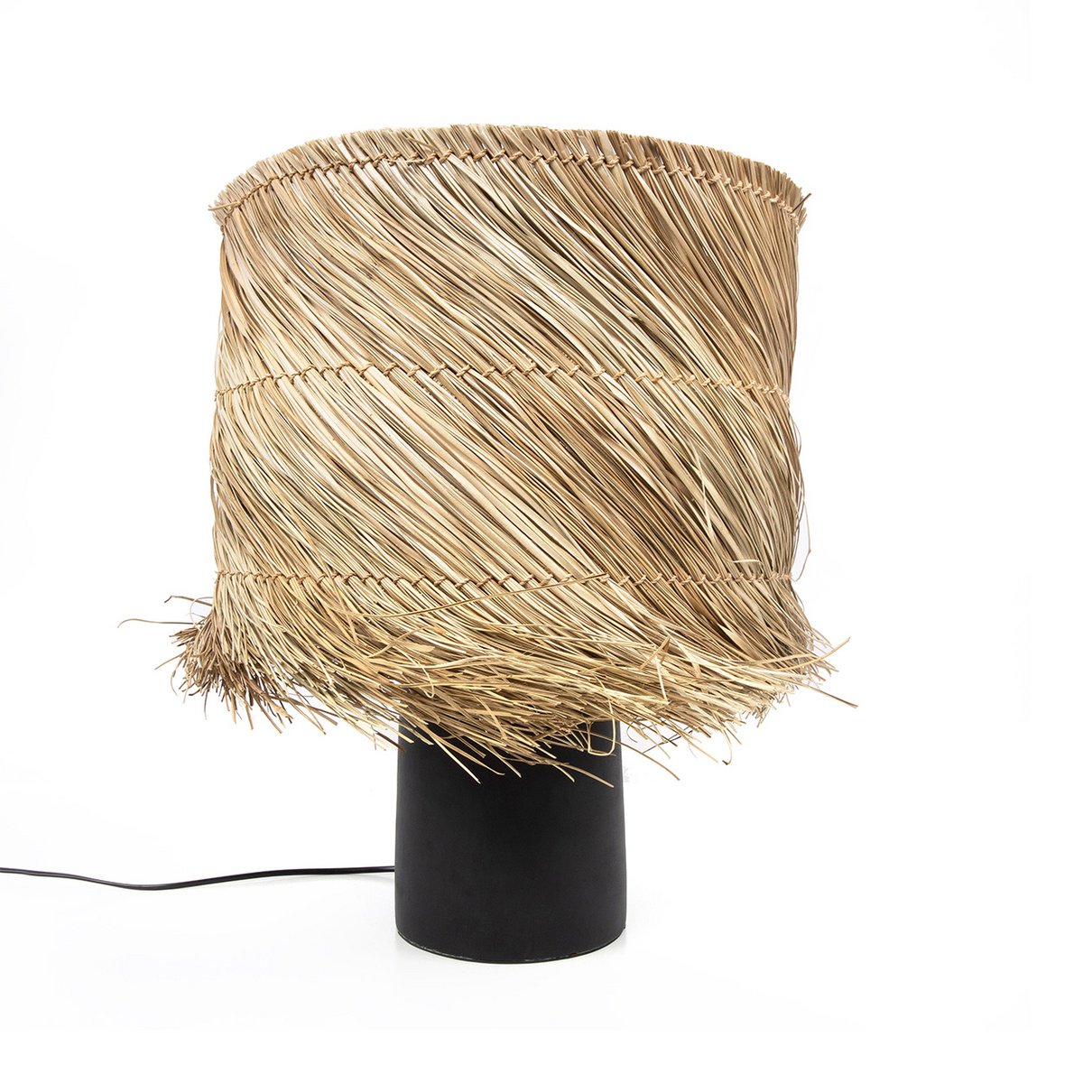 Terrakotta-Tischlampe mit Sisalfransen – 55 cm