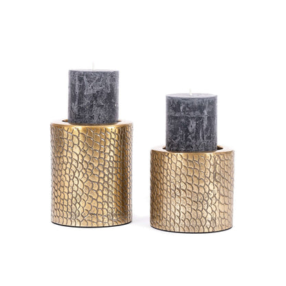 Croco candle holder, brass - L