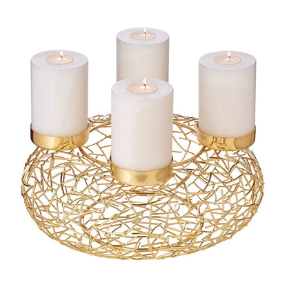 Metal advent wreath 34 cm, gold finish - Milano