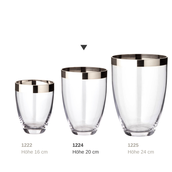Håndpustet glasvase Charlotte, 20 cm - platinrand