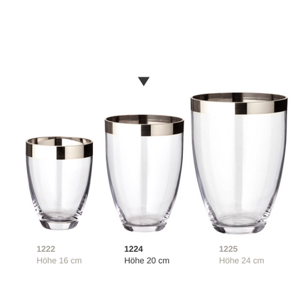 Håndpustet glasvase Charlotte, 20 cm - platinrand