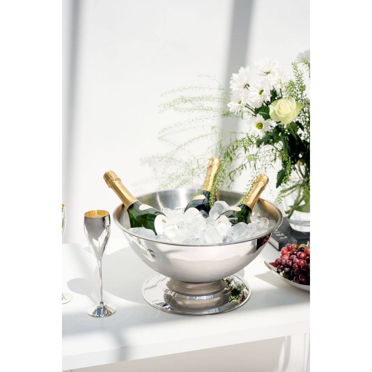 Steel champagne bowl Cara Ø 40 cm – double-walled, set of 2