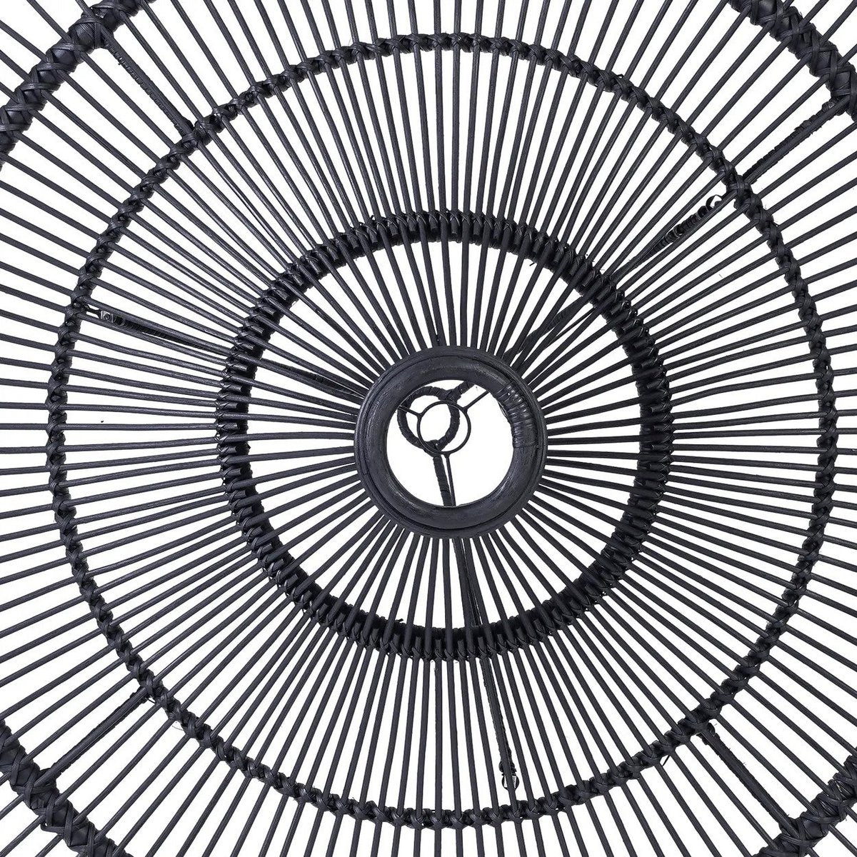 Black rattan sky pendant light XL - open-weave shade
